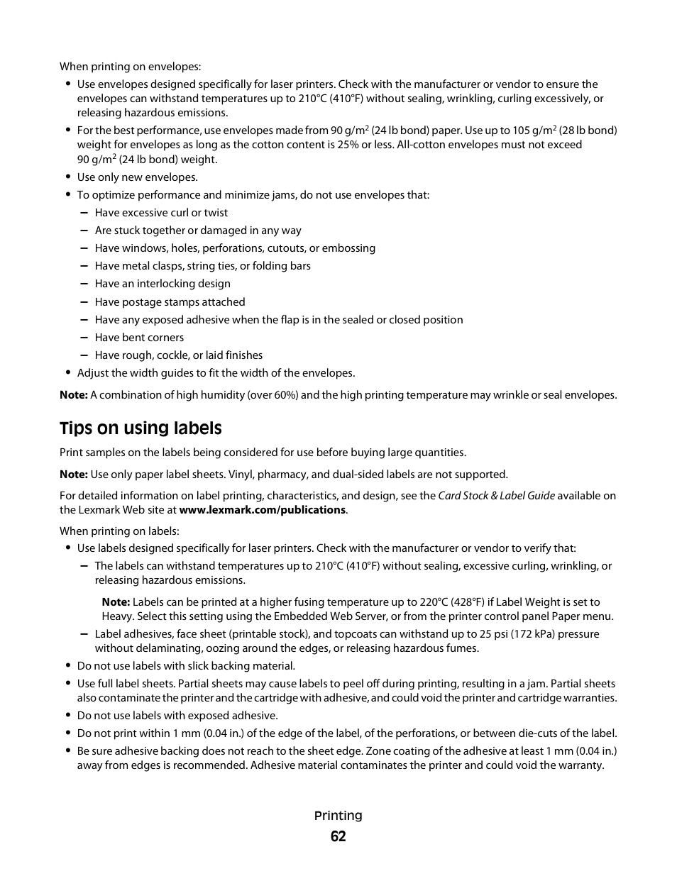 Tips on using labels | Minolta E260 User Manual | Page 62 / 156