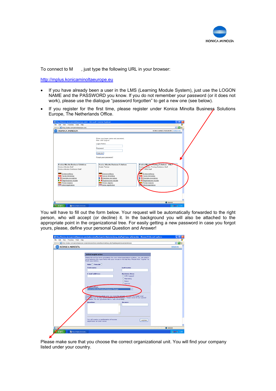 Registration for m plus students | Minolta PC User Manual | Page 4 / 6