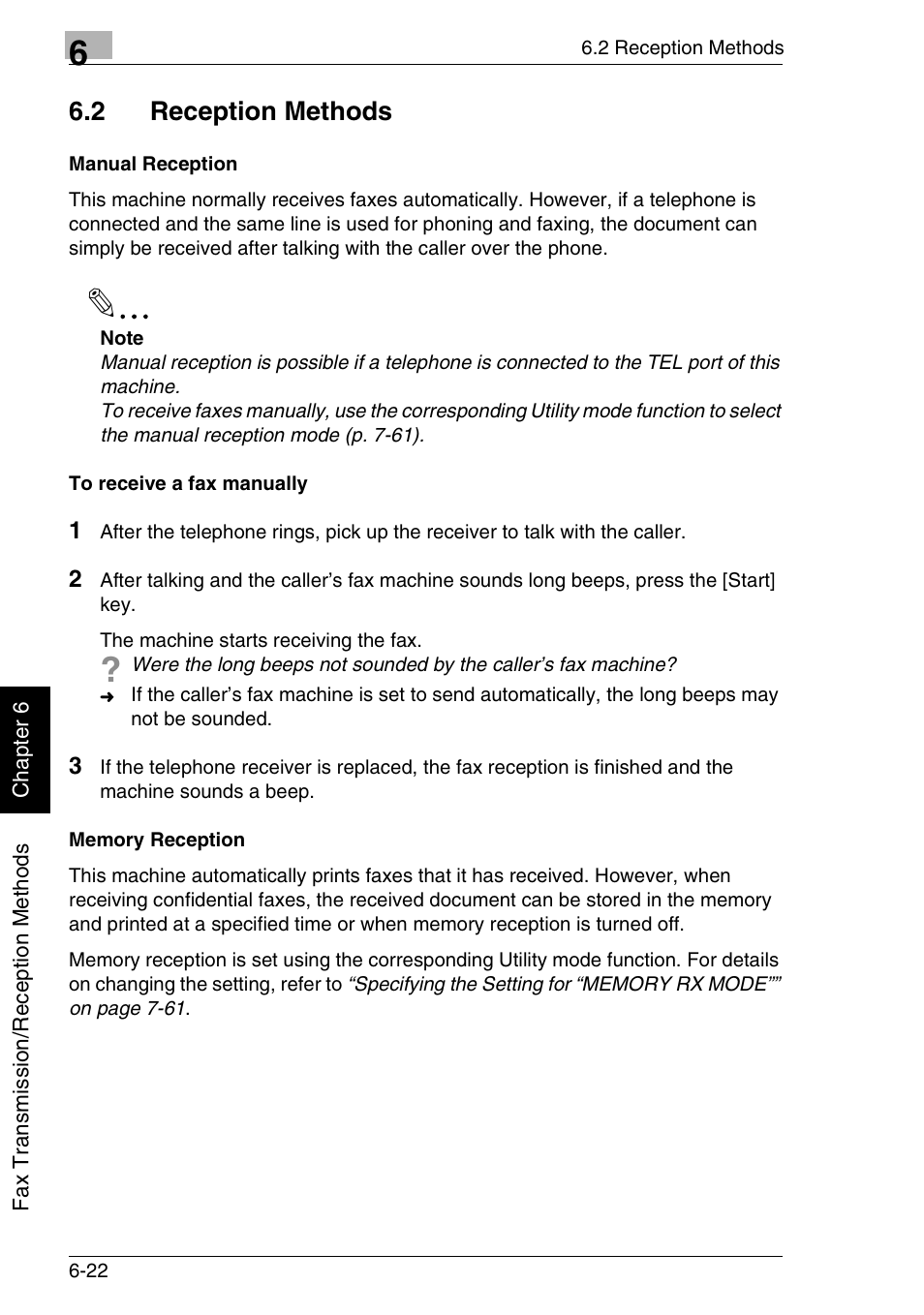 2 reception methods | Minolta FAX2900 User Manual | Page 131 / 342