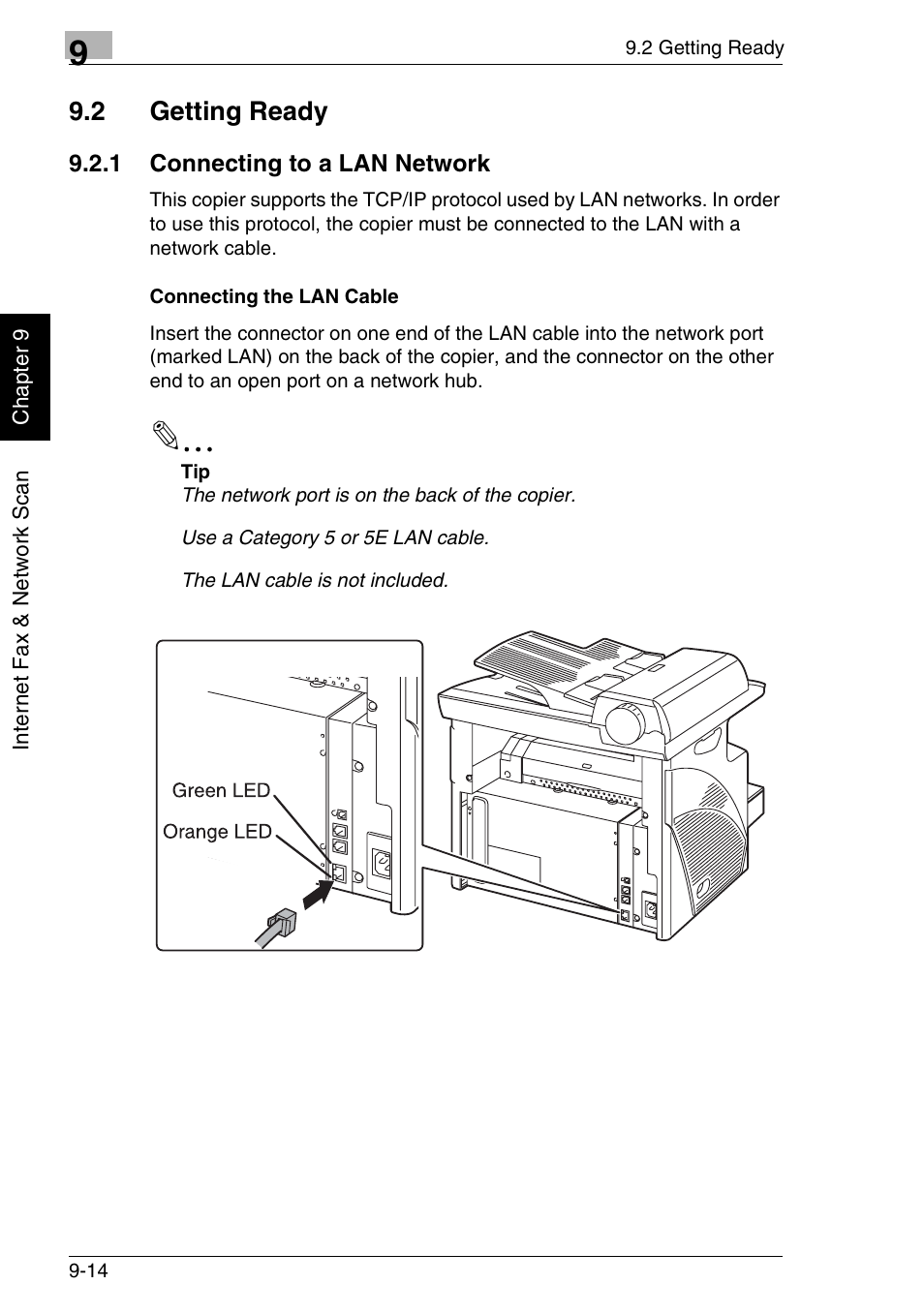 2 getting ready, 1 connecting to a lan network | Minolta FAX2900 User Manual | Page 261 / 342