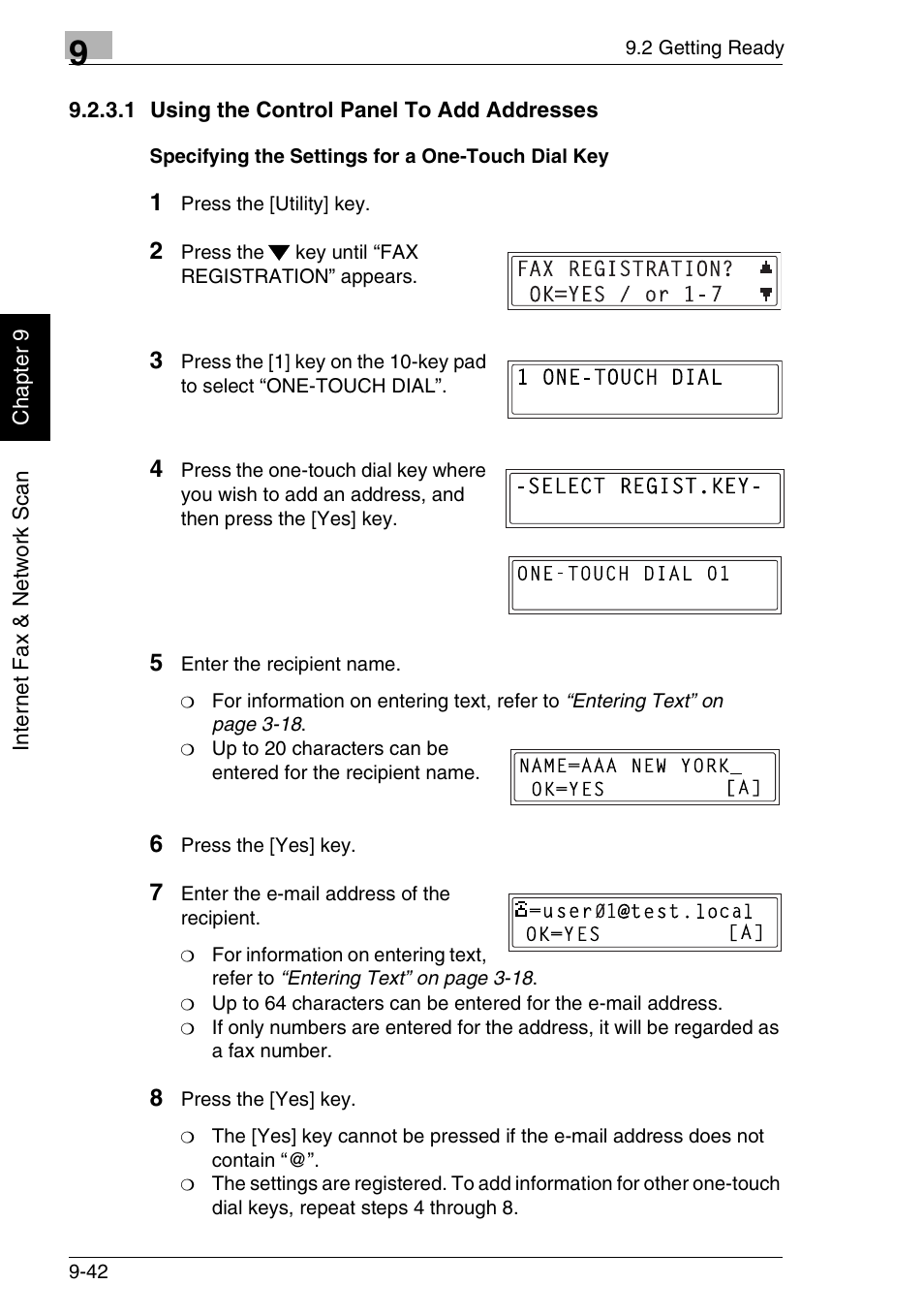 1 using the control panel to add addresses | Minolta FAX2900 User Manual | Page 289 / 342