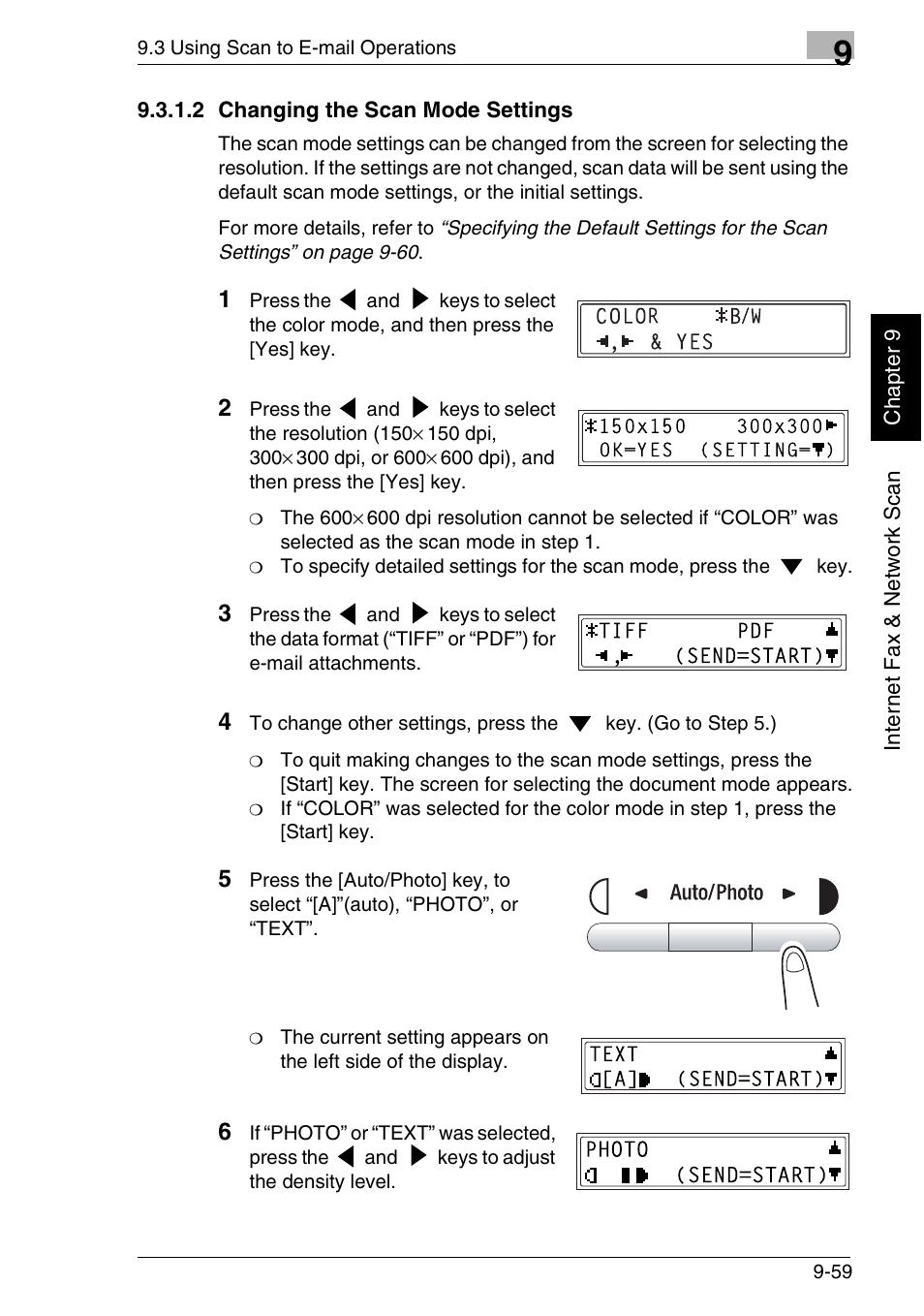 2 changing the scan mode settings | Minolta FAX2900 User Manual | Page 306 / 342