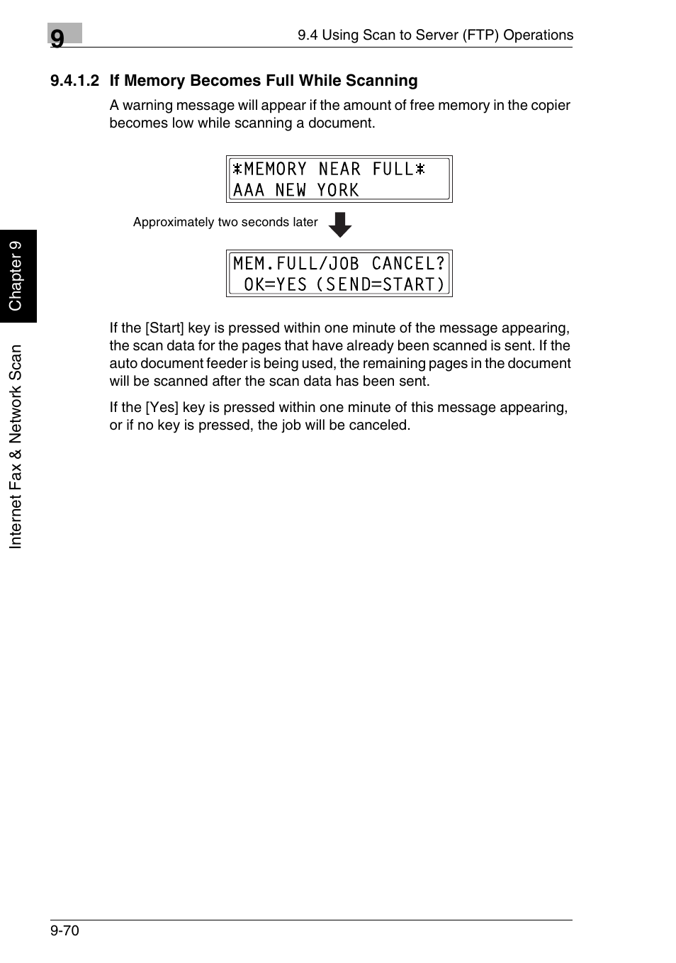 2 if memory becomes full while scanning | Minolta FAX2900 User Manual | Page 317 / 342