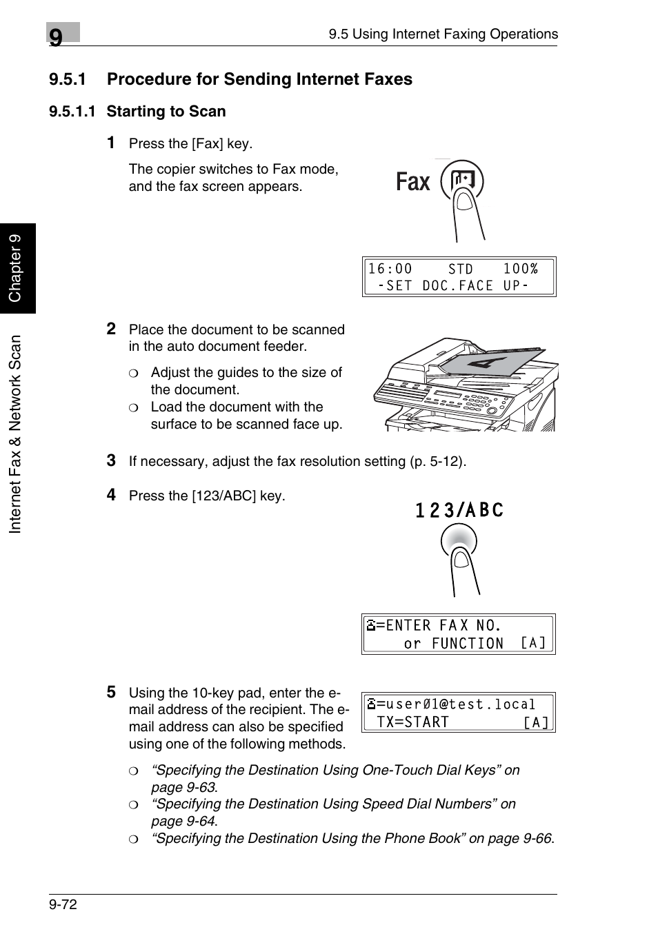 1 procedure for sending internet faxes, 1 starting to scan | Minolta FAX2900 User Manual | Page 319 / 342