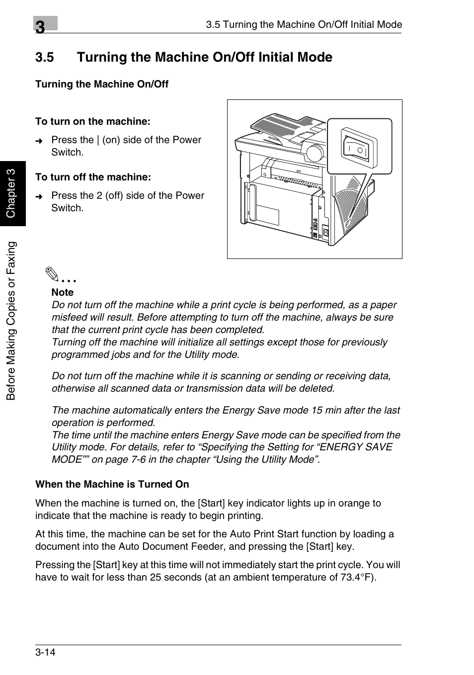 5 turning the machine on/off initial mode | Minolta FAX2900 User Manual | Page 53 / 342