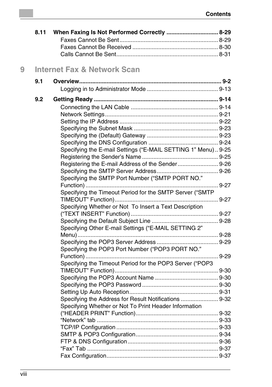 9internet fax & network scan | Minolta FAX2900 User Manual | Page 9 / 342