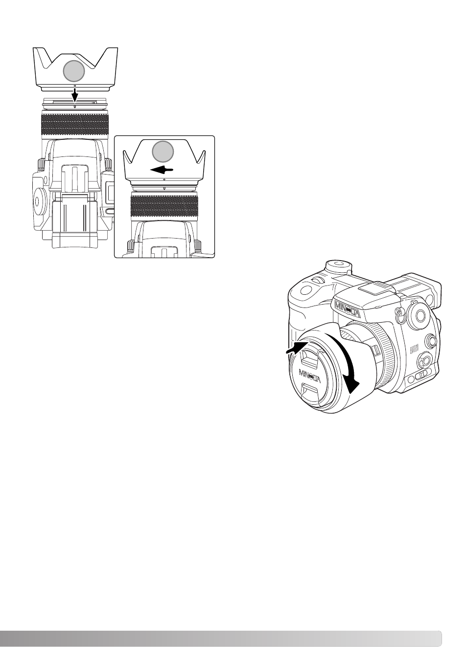 Attaching the lens hood | Minolta Dimage A1 User Manual | Page 21 / 172