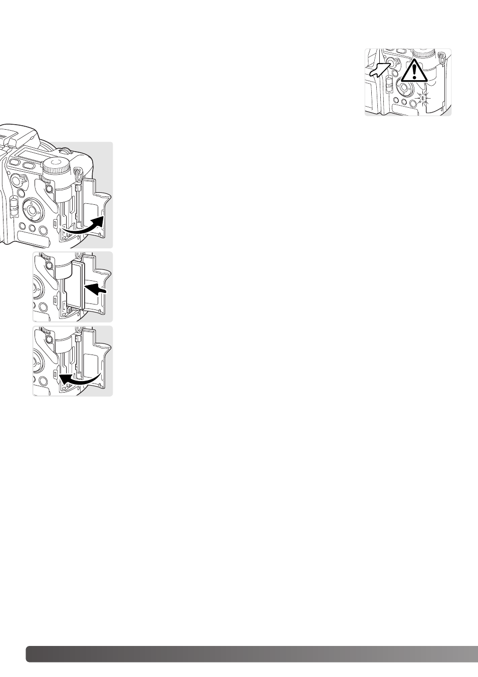Inserting and changing a memory card | Minolta Dimage A1 User Manual | Page 26 / 172