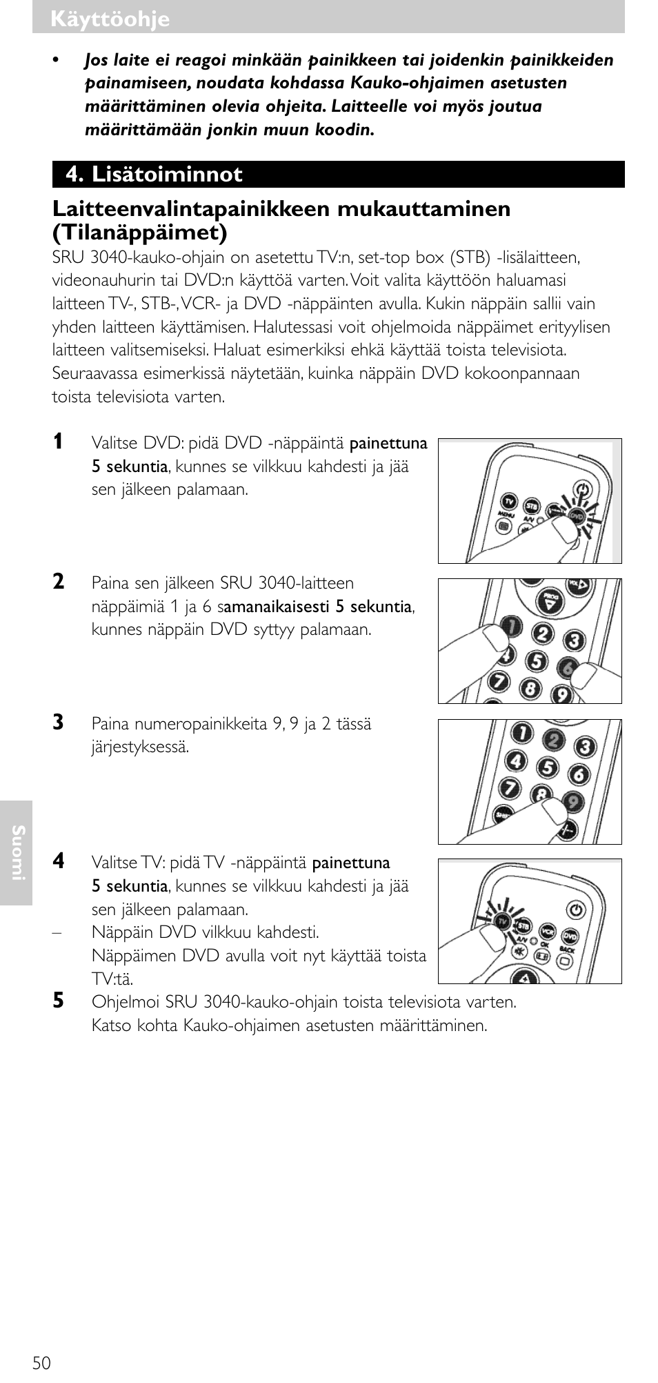 Käyttöohje | Minolta SRU 3040/10 User Manual | Page 49 / 119