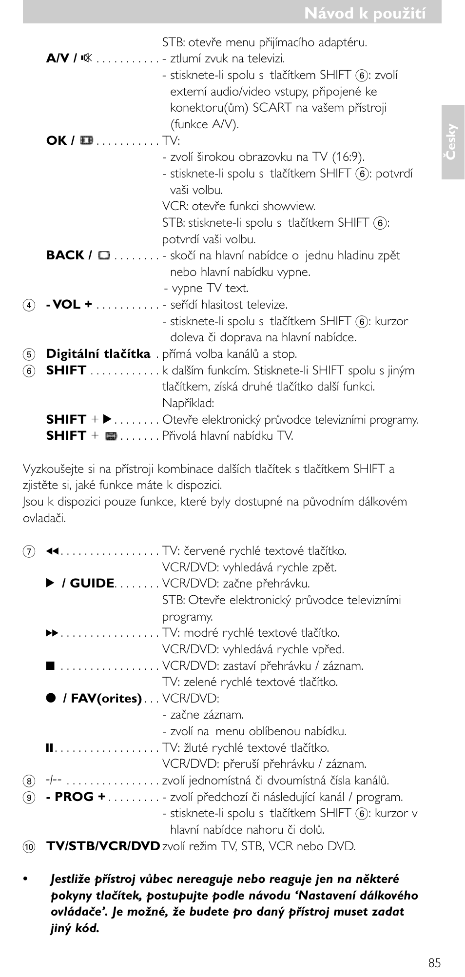 Návod k použití | Minolta SRU 3040/10 User Manual | Page 84 / 119