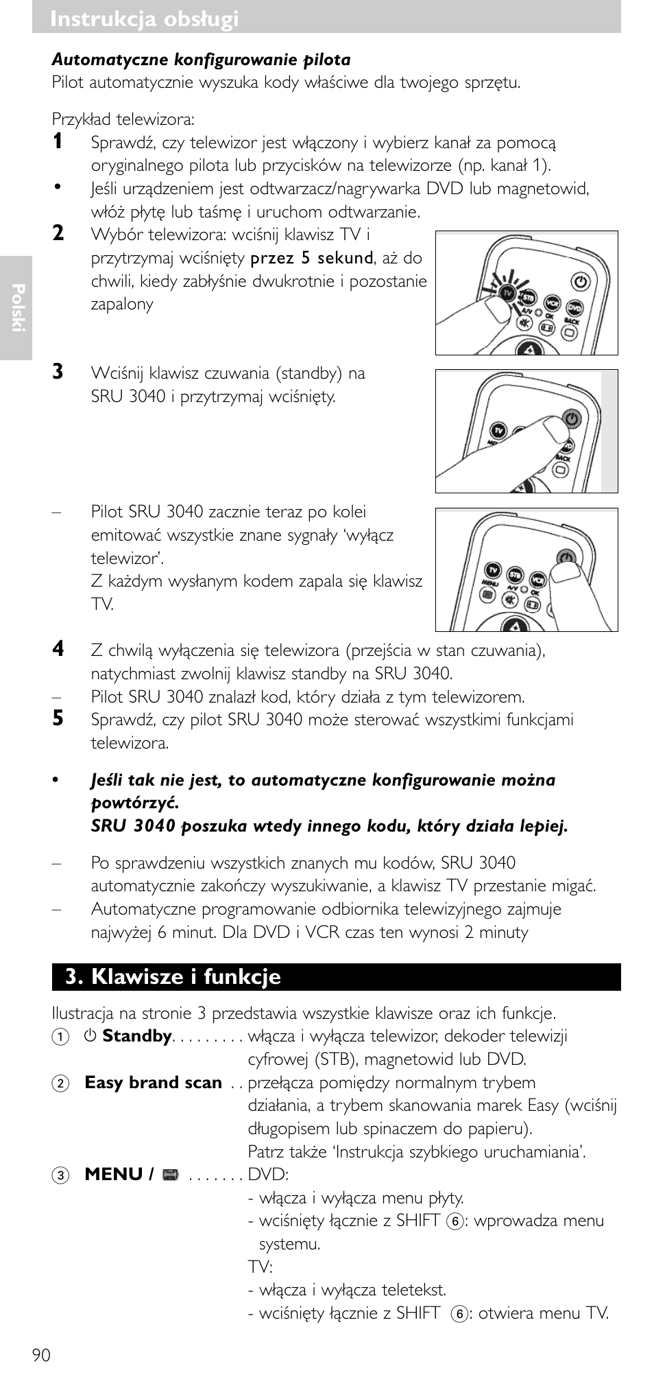 Klawisze i funkcje, Instrukcja obsługi | Minolta SRU 3040/10 User Manual | Page 89 / 119