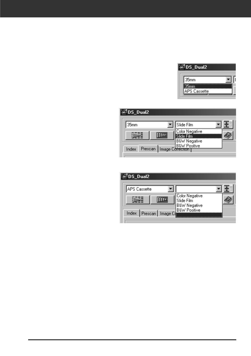 Setting the film type | Minolta DIMAGE SCAN DUAL II AF-2820U User Manual | Page 41 / 109