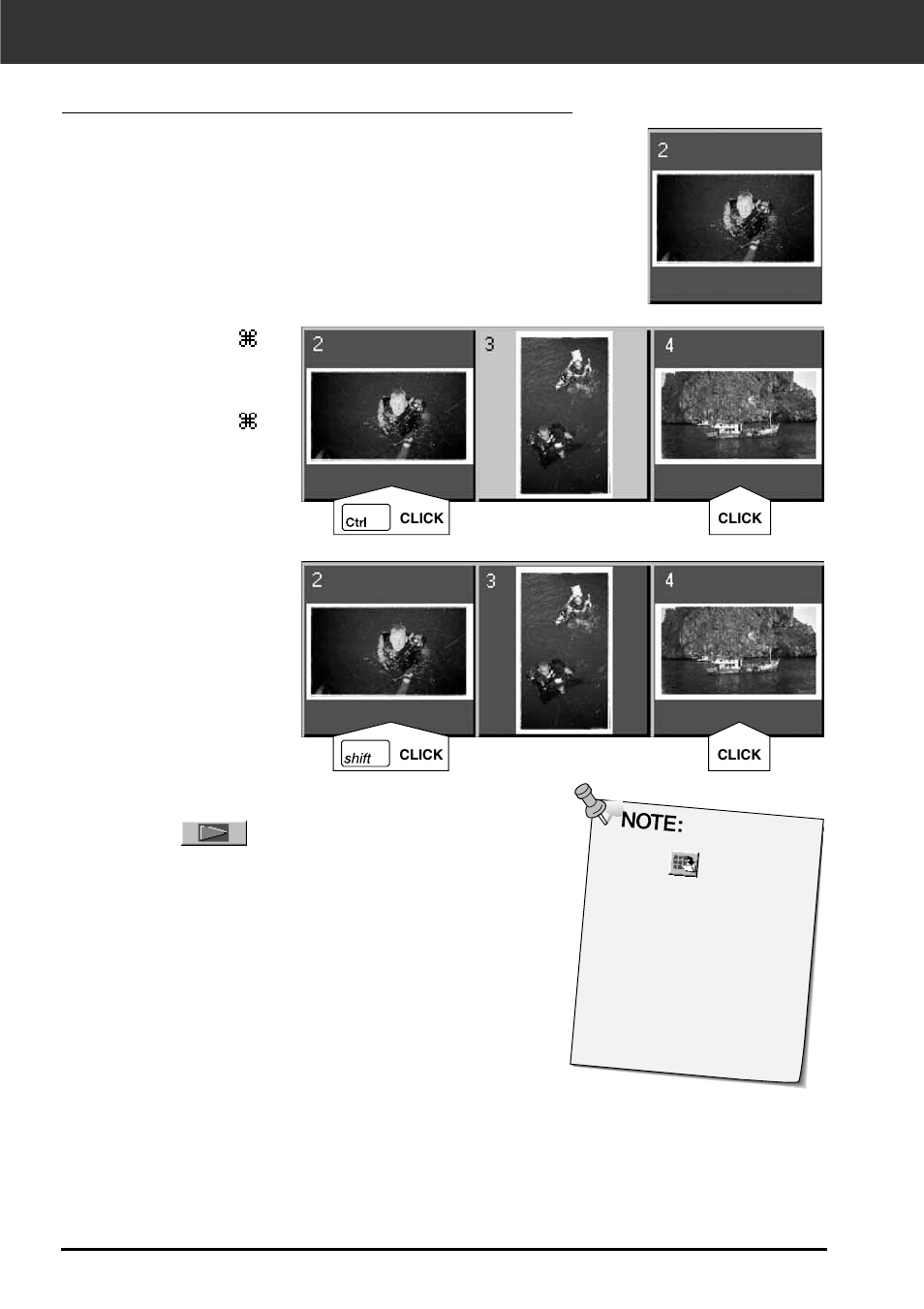 Scanning the image, Selecting frames | Minolta DIMAGE SCAN DUAL II AF-2820U User Manual | Page 44 / 109