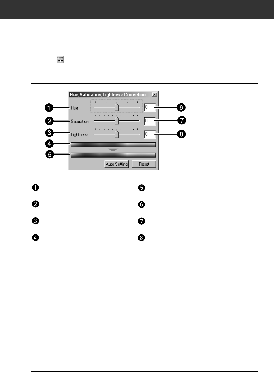 Auto setting reset, Hue/saturation/lightness | Minolta DIMAGE SCAN DUAL II AF-2820U User Manual | Page 73 / 109