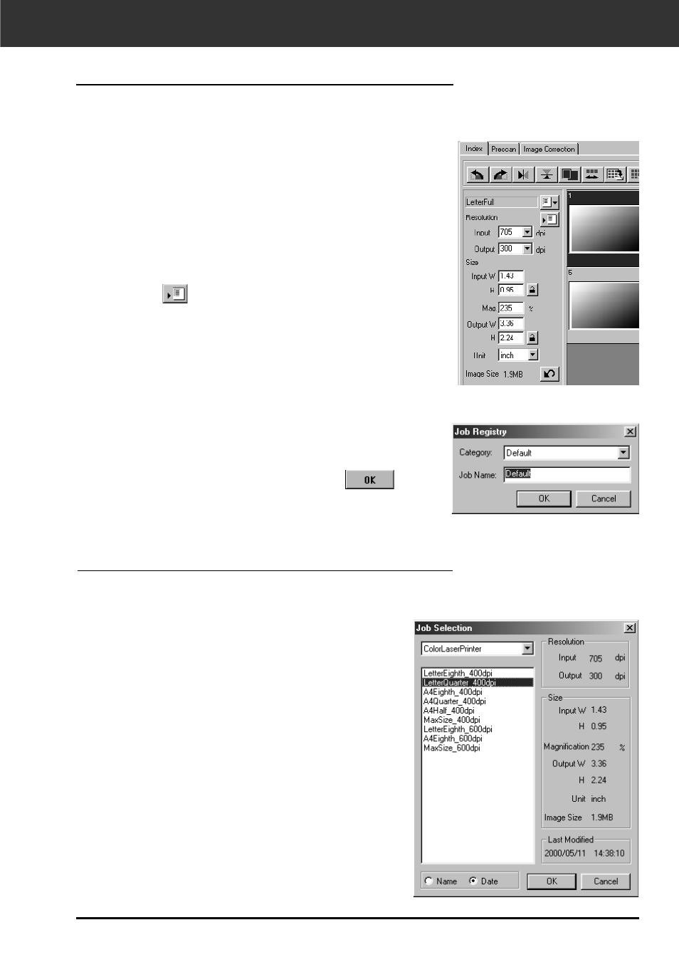 Creating / deleting job files, Creating a job deleting a job, Creating/deleting job files | Minolta DIMAGE SCAN DUAL II AF-2820U User Manual | Page 87 / 109