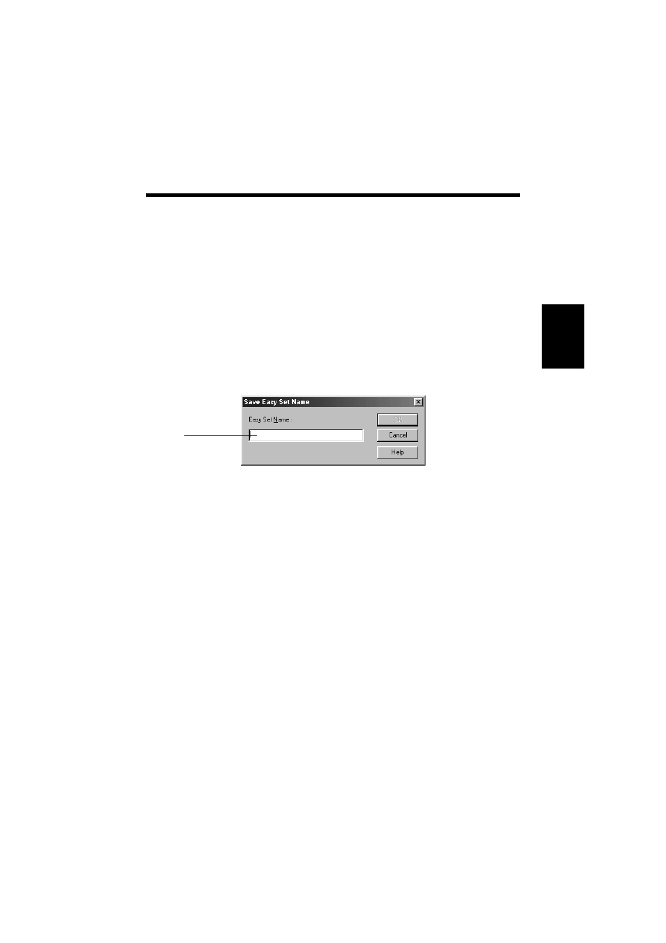 Functions of the save easy set name dialog box, Functions of the save easy set name dialog box -5 | Minolta PCL6 User Manual | Page 37 / 88