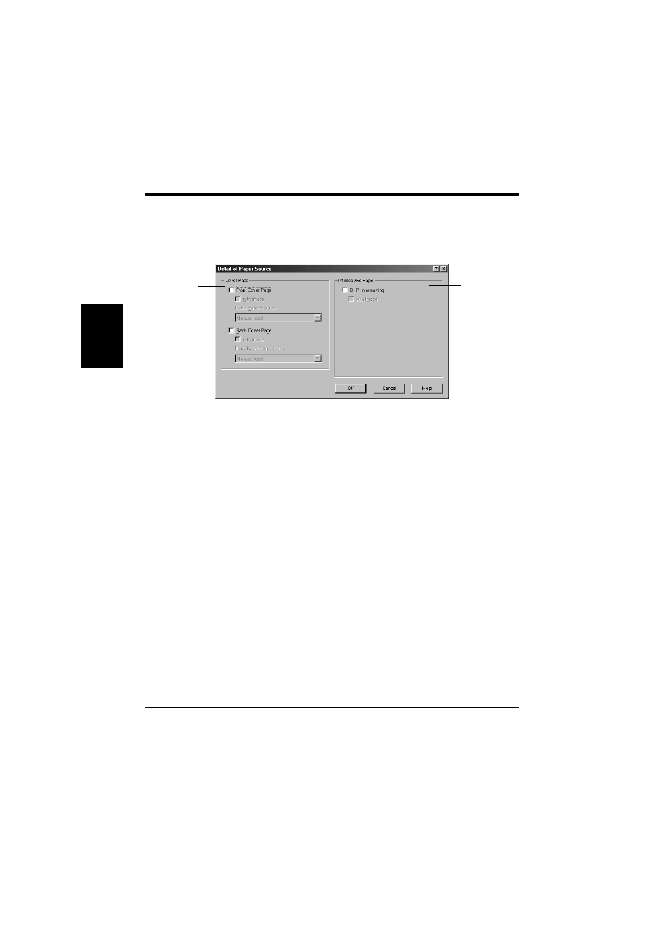 Functions of the detail of paper source dialog box, P. 3-10 | Minolta PCL6 User Manual | Page 42 / 88