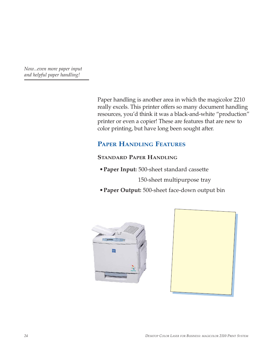 Paper handling, Features | Minolta magicolor 2210 User Manual | Page 28 / 78