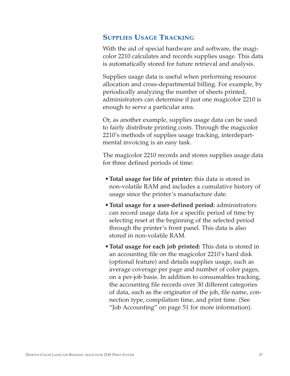 Supplies usage tracking | Minolta magicolor 2210 User Manual | Page 41 / 78