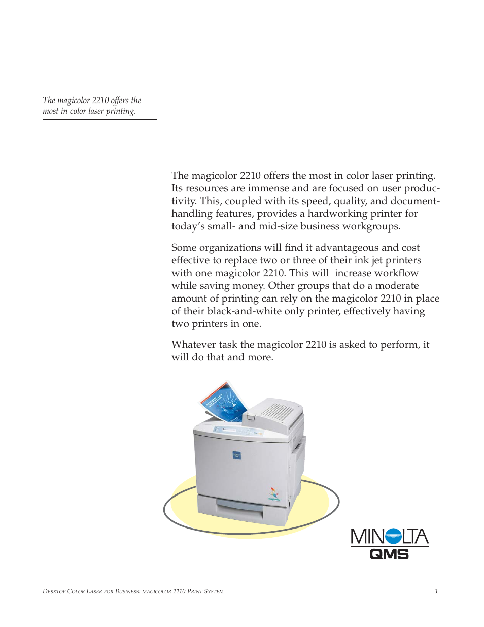 Introduction | Minolta magicolor 2210 User Manual | Page 5 / 78