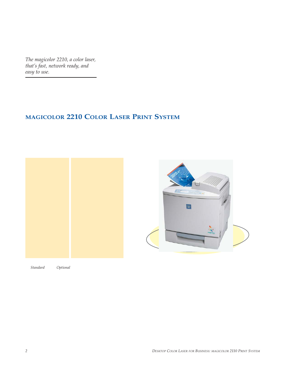 Configuration, 2210 c, Olor | Aser, Rint, Ystem | Minolta magicolor 2210 User Manual | Page 6 / 78