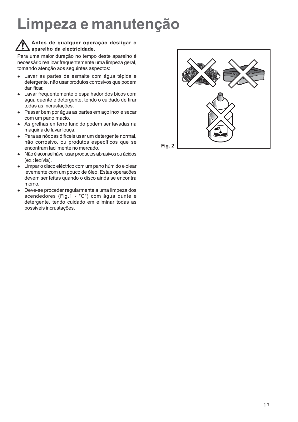 Limpeza e manutenção | Electrolux EHG30235 x User Manual | Page 17 / 100