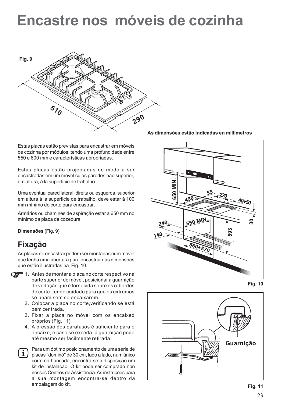Encastre nos móveis de cozinha | Electrolux EHG30235 x User Manual | Page 23 / 100