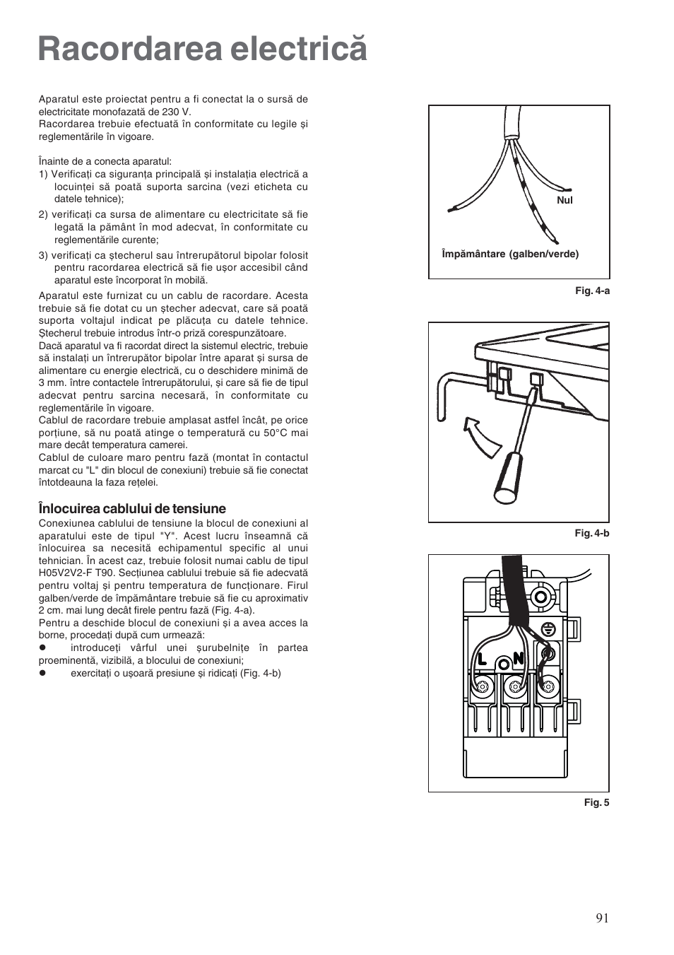 Racordarea electrică | Electrolux EHG30235 x User Manual | Page 91 / 100
