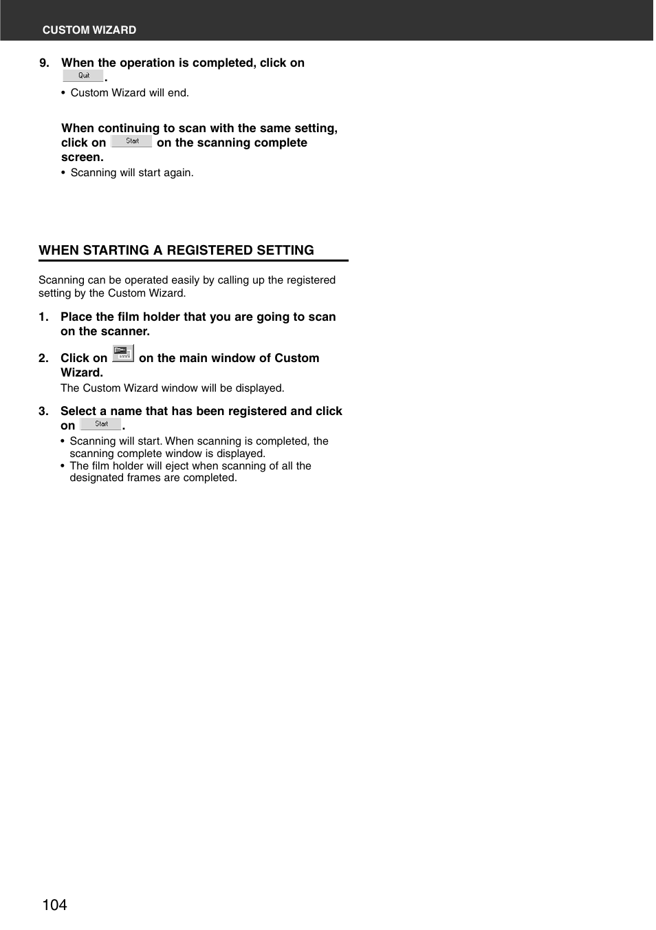 When starting a registered setting | Minolta DiMAGE Scan Multi PRO AF-5000 User Manual | Page 104 / 129
