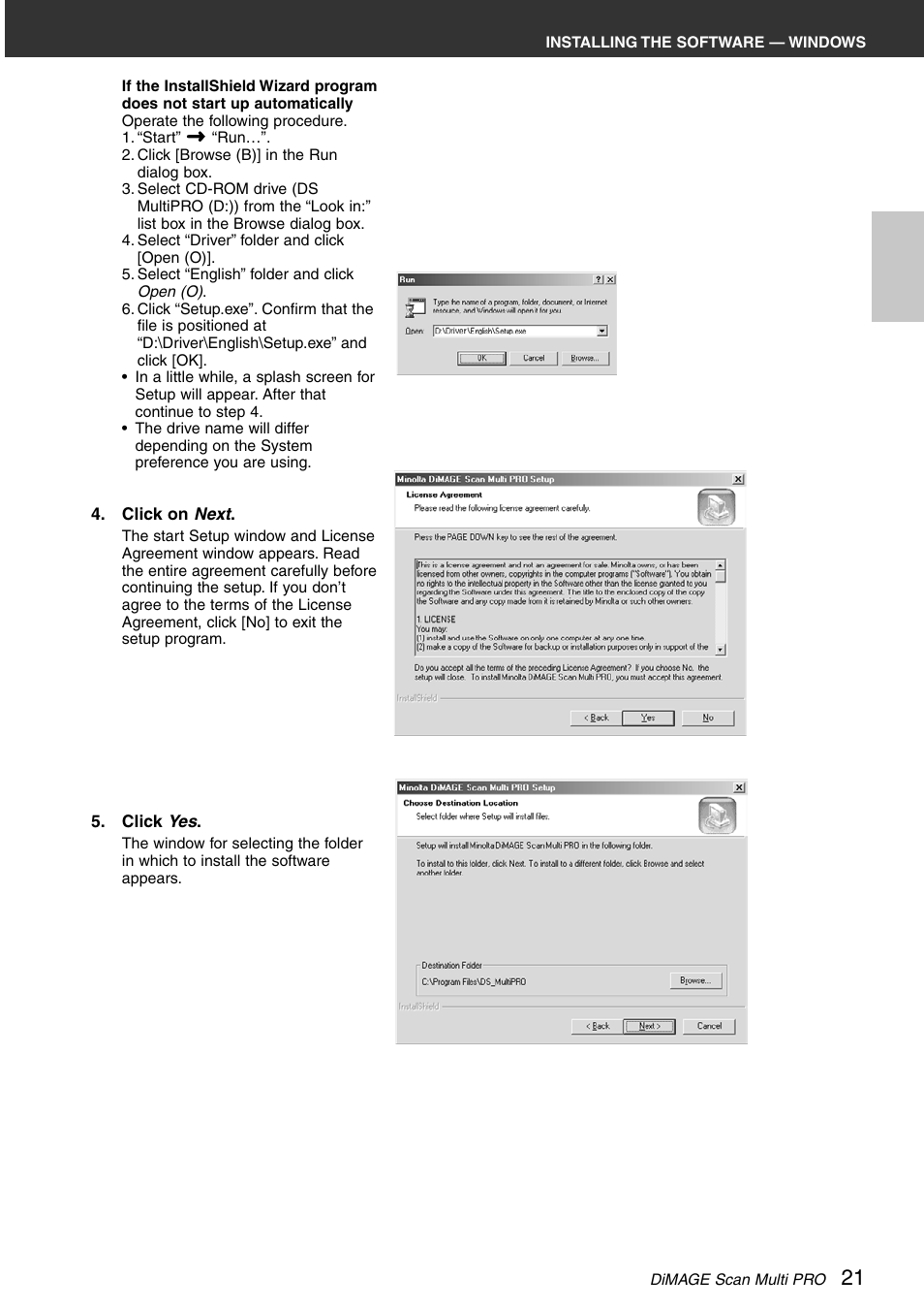 Minolta DiMAGE Scan Multi PRO AF-5000 User Manual | Page 21 / 129