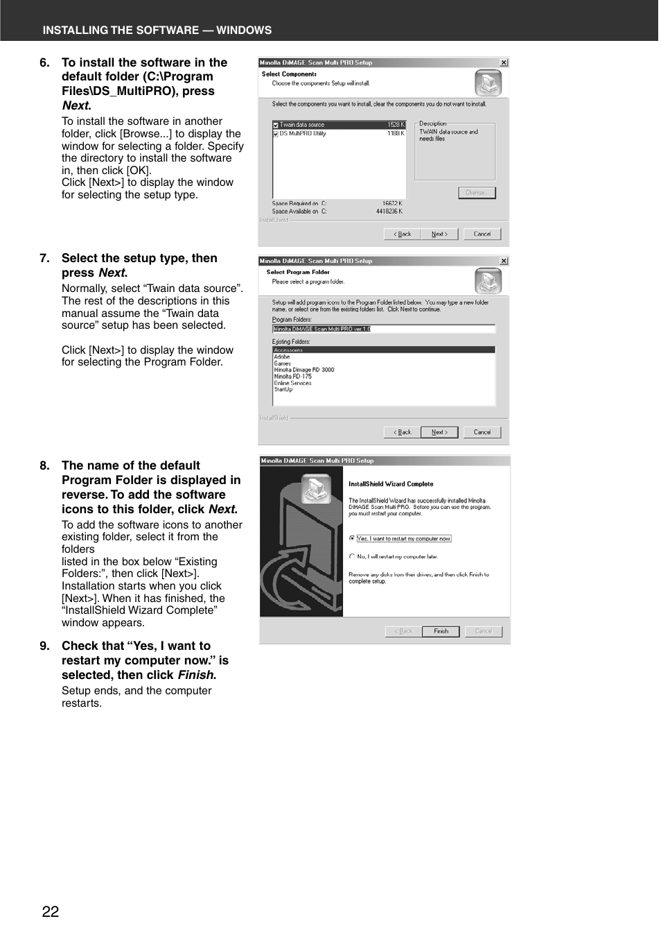 Minolta DiMAGE Scan Multi PRO AF-5000 User Manual | Page 22 / 129