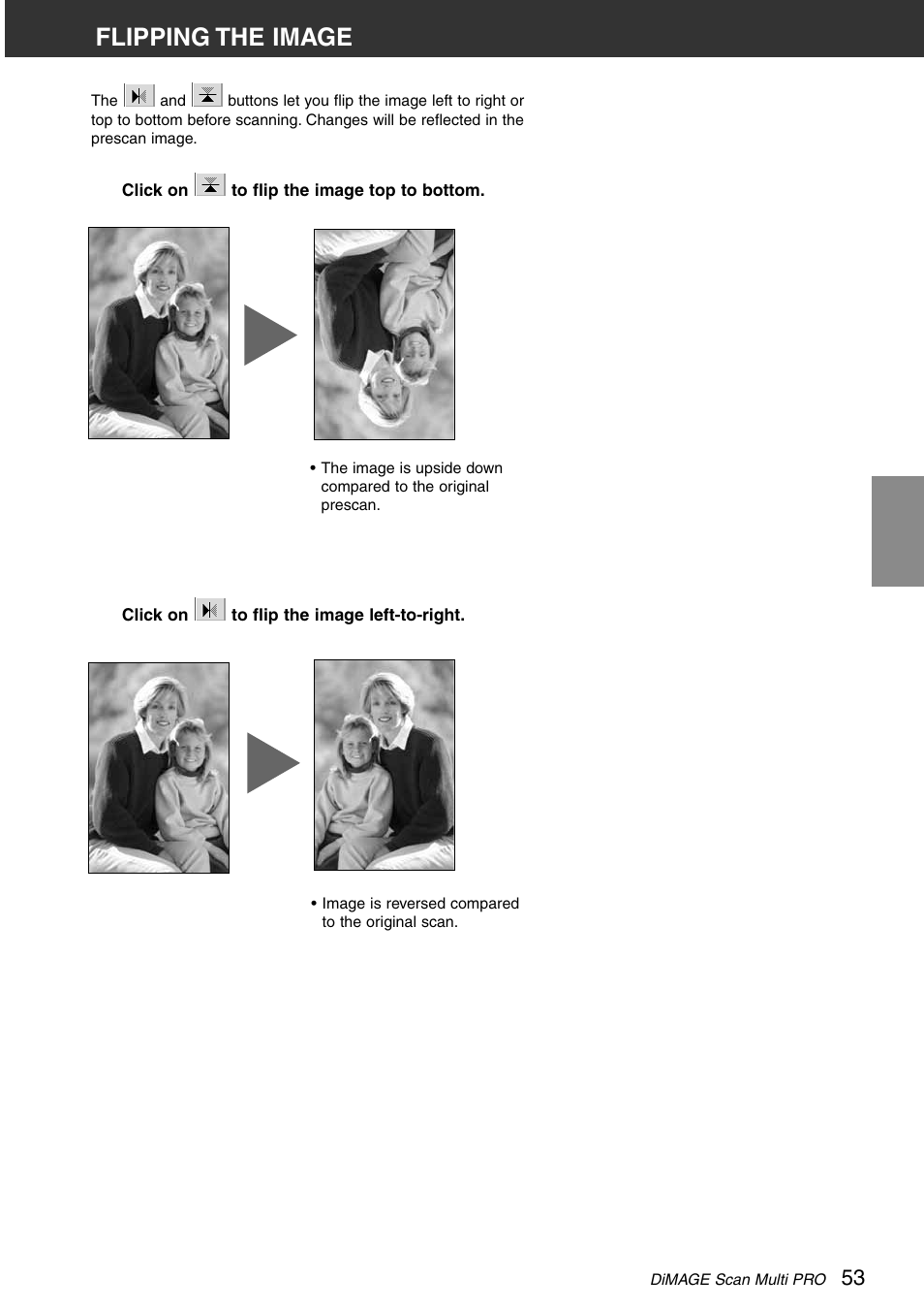 Flipping the image | Minolta DiMAGE Scan Multi PRO AF-5000 User Manual | Page 53 / 129