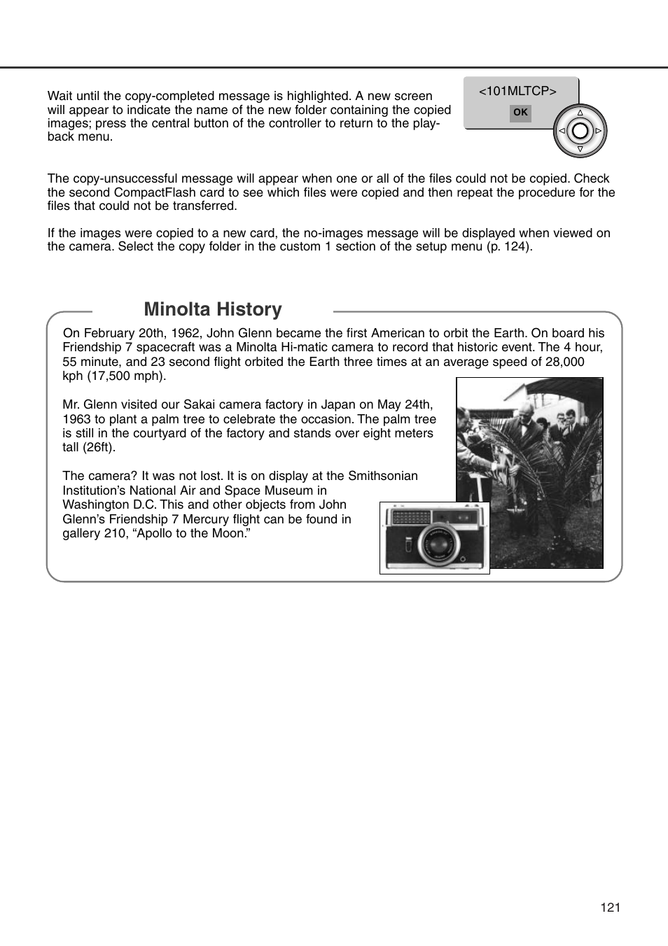 Minolta history | Minolta Dimage 7i User Manual | Page 121 / 164