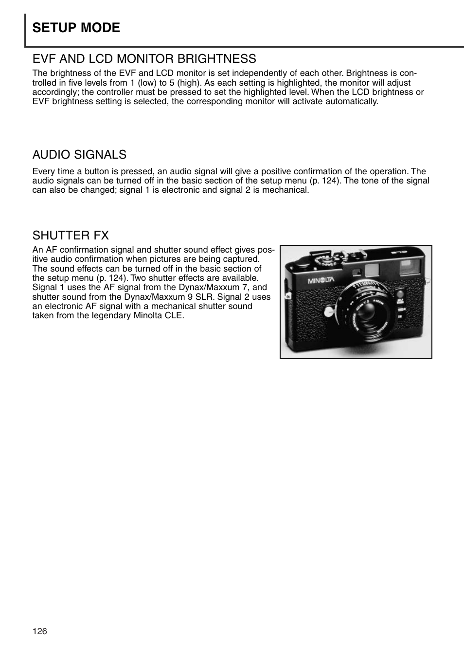 Setup mode | Minolta Dimage 7i User Manual | Page 126 / 164