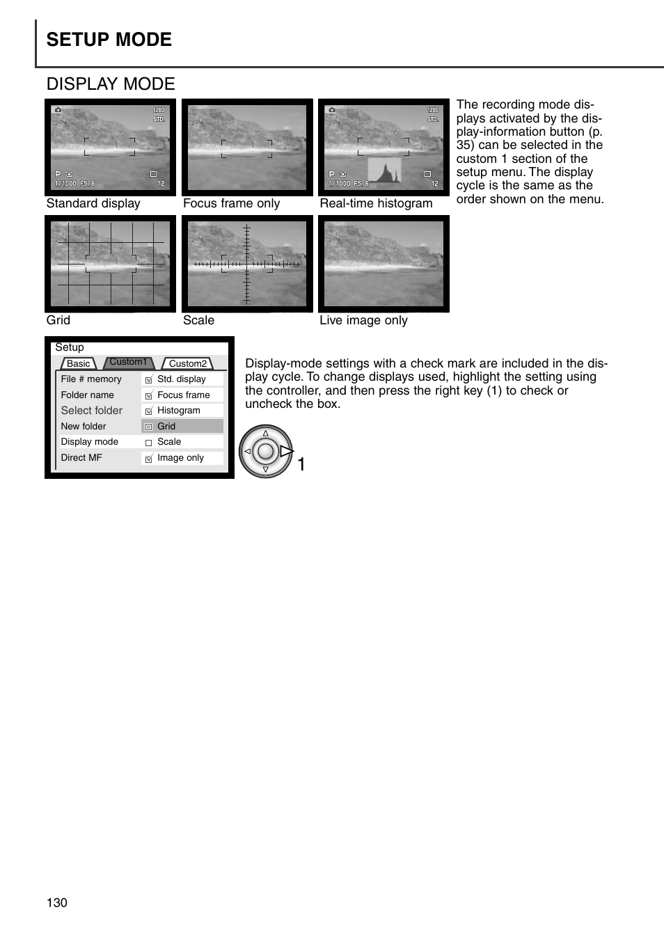 Display mode, Setup mode | Minolta Dimage 7i User Manual | Page 130 / 164