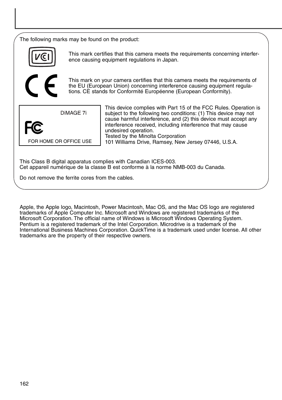 Minolta Dimage 7i User Manual | Page 162 / 164