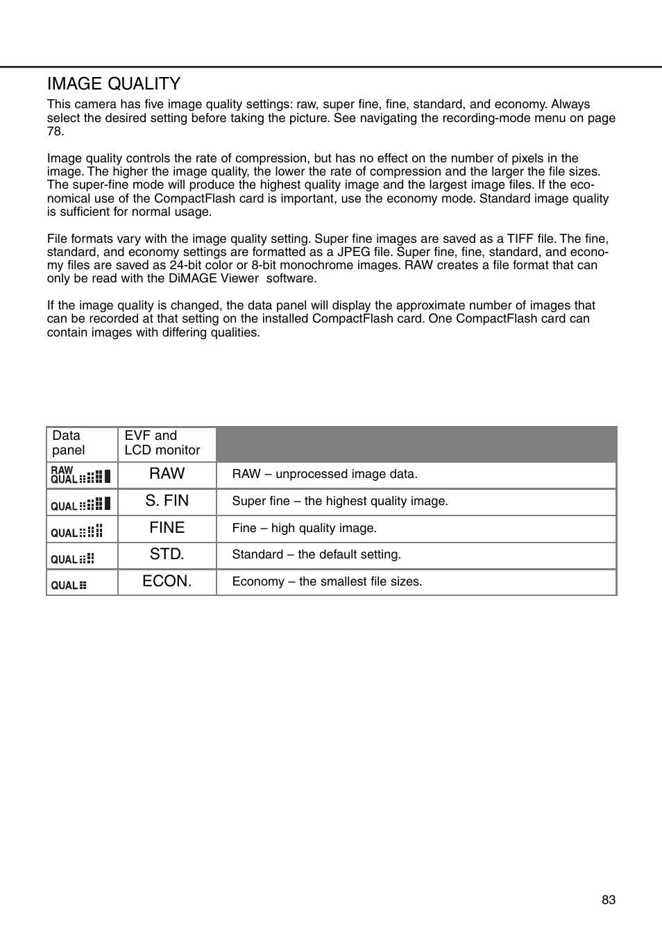 Image quality | Minolta Dimage 7i User Manual | Page 83 / 164