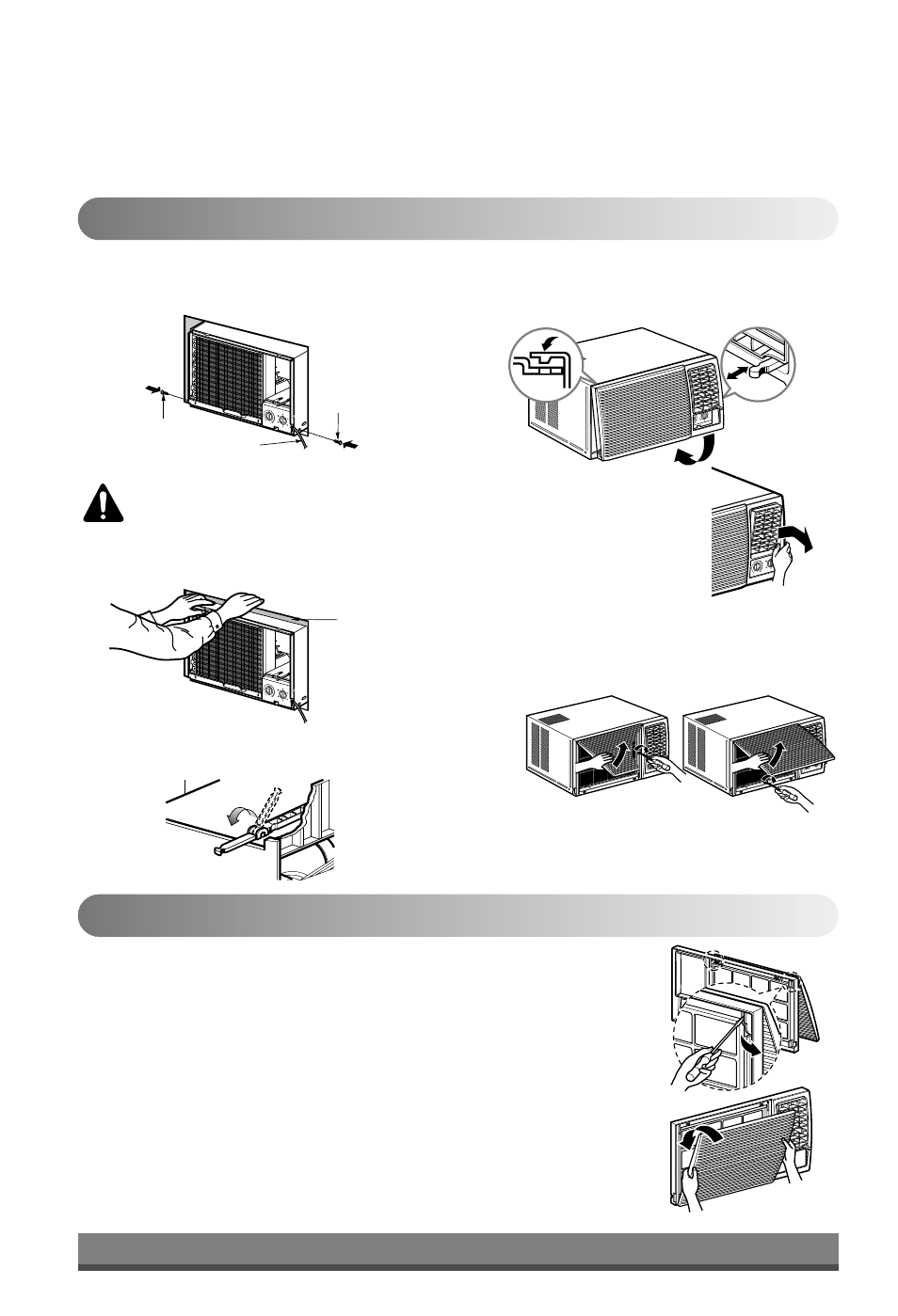 Install the air conditioner in the case, Use the reversible inlet grille | Minolta W091CA TSG0 User Manual | Page 16 / 19