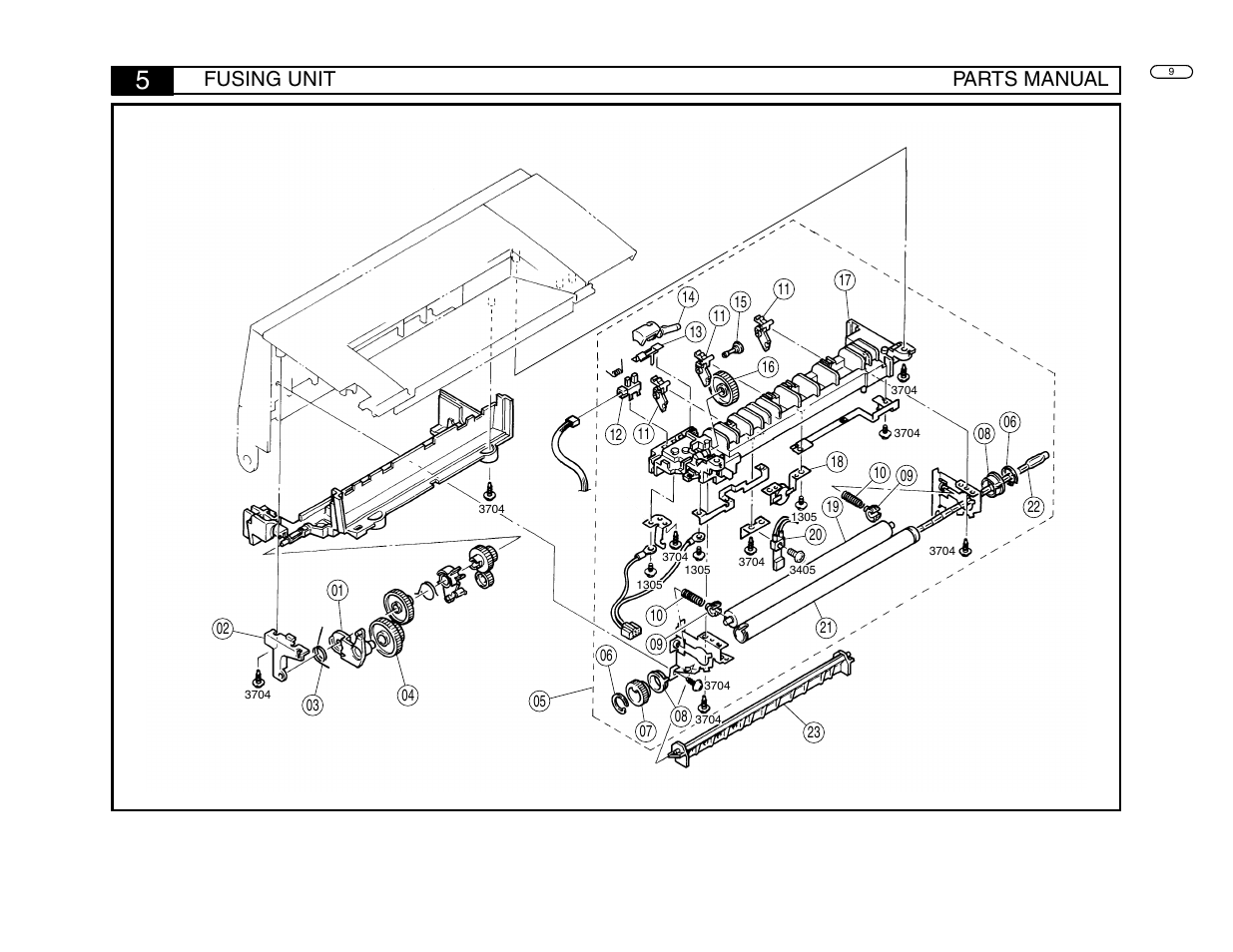 Fusing unit parts manual | Minolta FAX5600 User Manual | Page 12 / 32