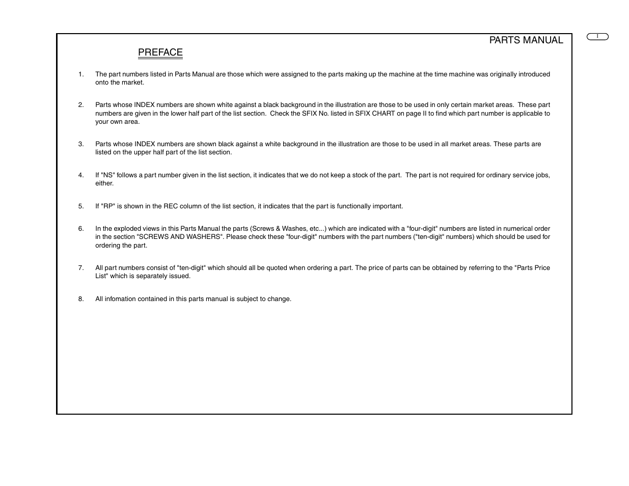 Parts manual preface | Minolta FAX5600 User Manual | Page 2 / 32