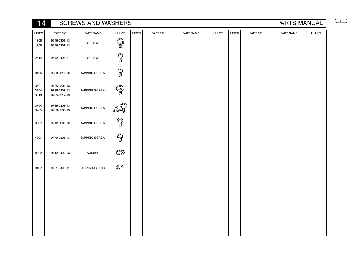 Screws and washers parts manual | Minolta FAX5600 User Manual | Page 30 / 32