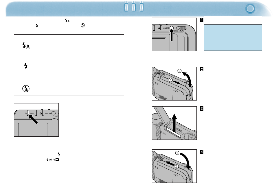 Flash modes, Removing image memory card | Minolta Dimage V User Manual | Page 19 / 40