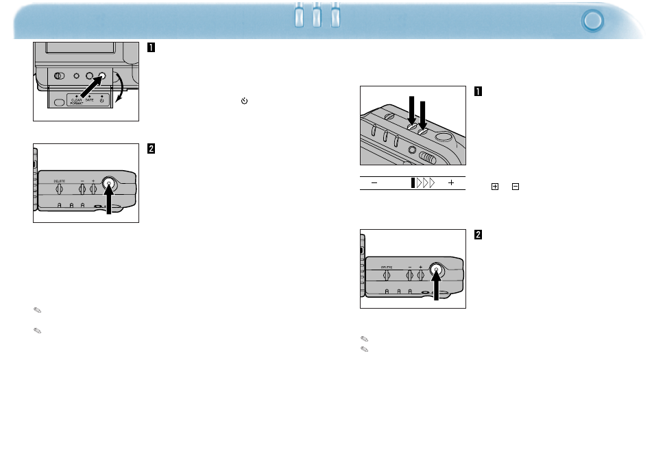 Self-timer, Exposure compensation, Self-timer exposure compensation | Minolta Dimage V User Manual | Page 22 / 40