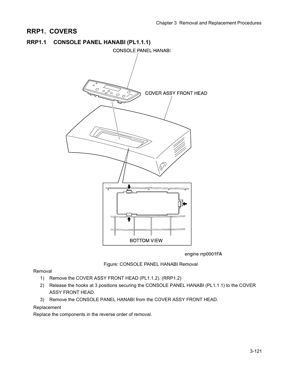 Rrp1. covers, Rrp1.1 console panel hanabi (pl1.1.1), Rrp1. covers -123 | Rrp1.1 console panel hanabi (pl1.1.1) -123 | Minolta Magicolor 3100 Series User Manual | Page 123 / 424