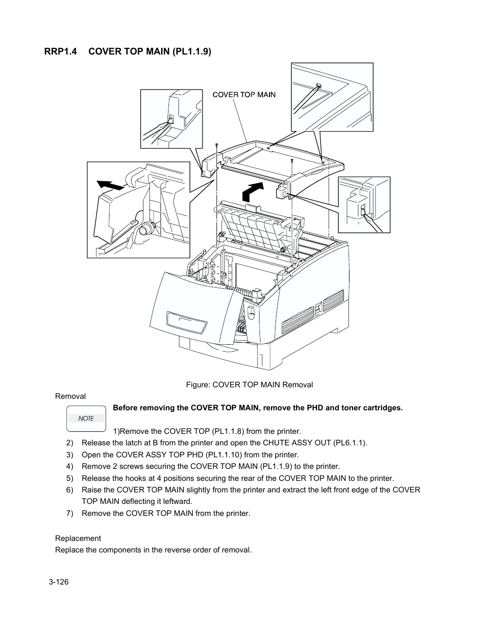 Rrp1.4 cover top main (pl1.1.9), Rrp1.4 cover top main (pl1.1.9) -128 | Minolta Magicolor 3100 Series User Manual | Page 128 / 424