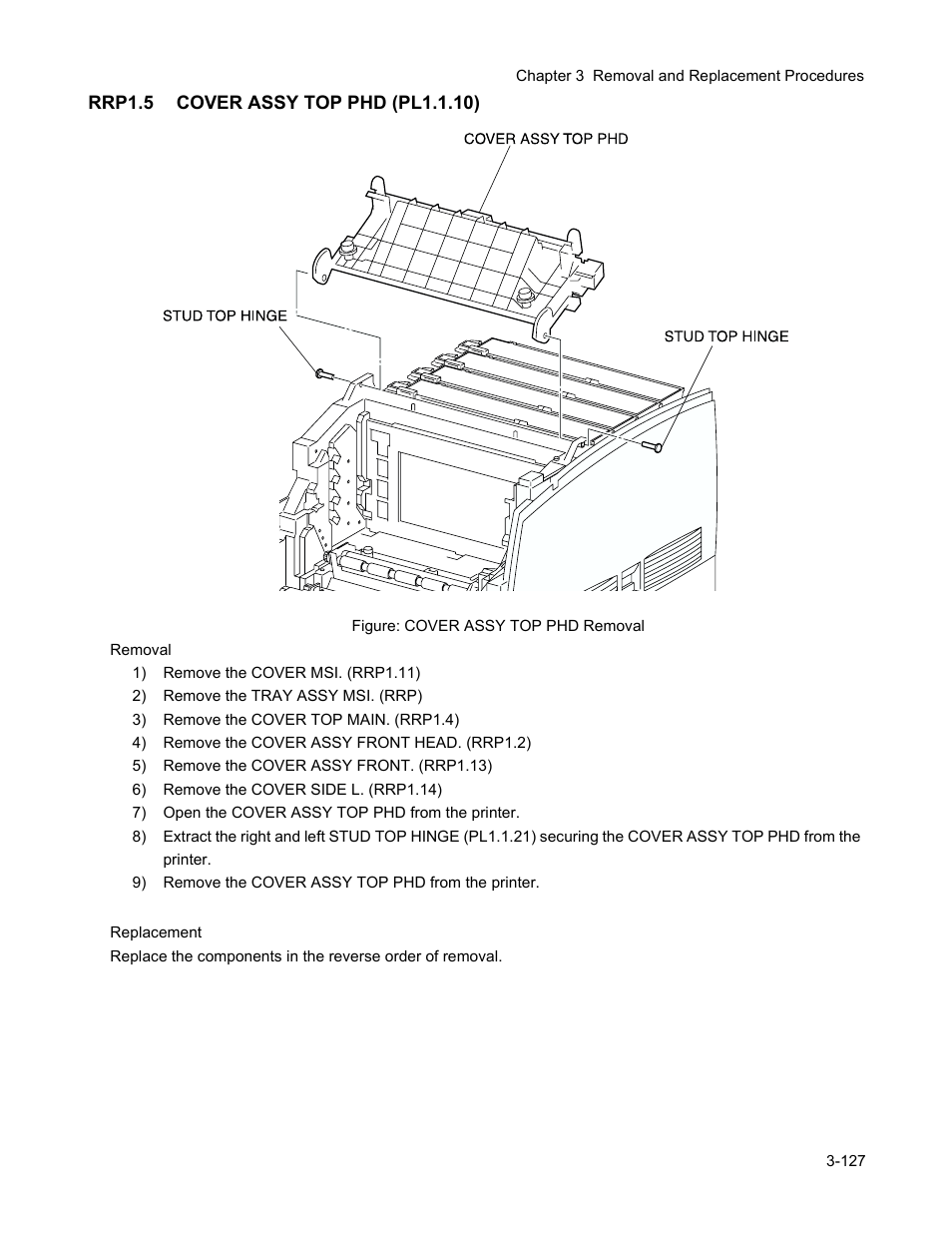 Rrp1.5 cover assy top phd (pl1.1.10), Rrp1.5 cover assy top phd (pl1.1.10) -129 | Minolta Magicolor 3100 Series User Manual | Page 129 / 424
