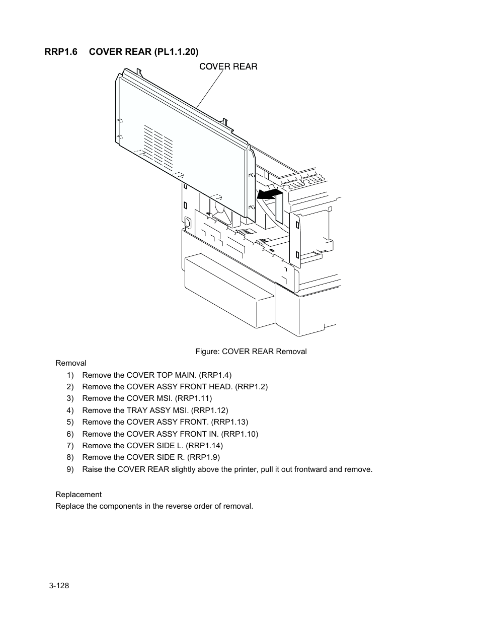 Rrp1.6 cover rear (pl1.1.20), Rrp1.6 cover rear (pl1.1.20) -130 | Minolta Magicolor 3100 Series User Manual | Page 130 / 424
