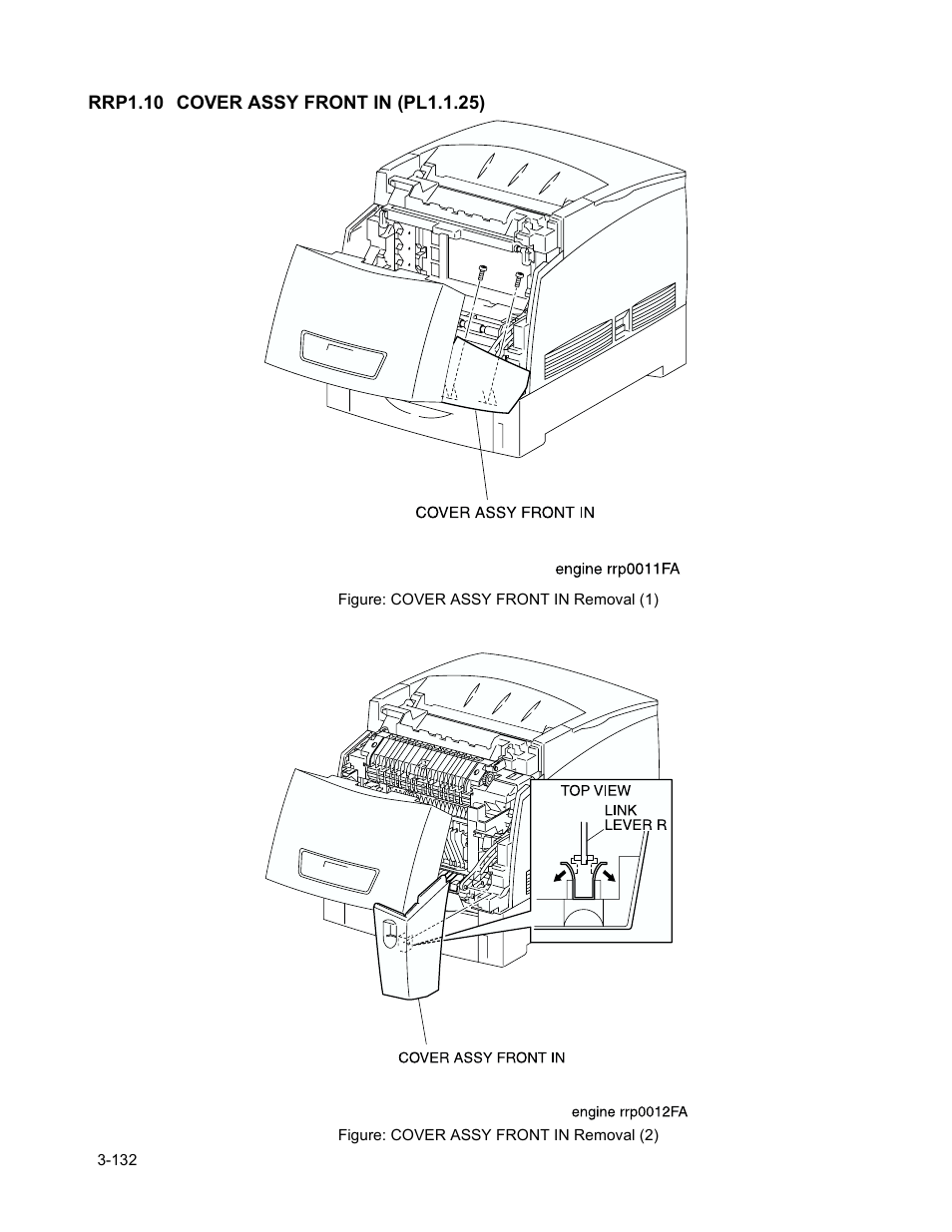 Rrp1.10 cover assy front in (pl1.1.25), Rrp1.10 cover assy front in (pl1.1.25) -134 | Minolta Magicolor 3100 Series User Manual | Page 134 / 424