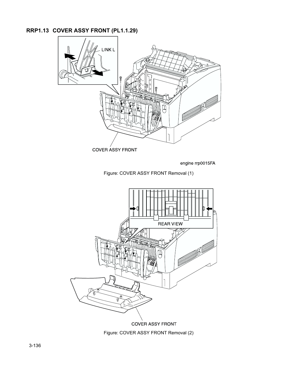 Rrp1.13 cover assy front (pl1.1.29), Rrp1.13 cover assy front (pl1.1.29) -138 | Minolta Magicolor 3100 Series User Manual | Page 138 / 424