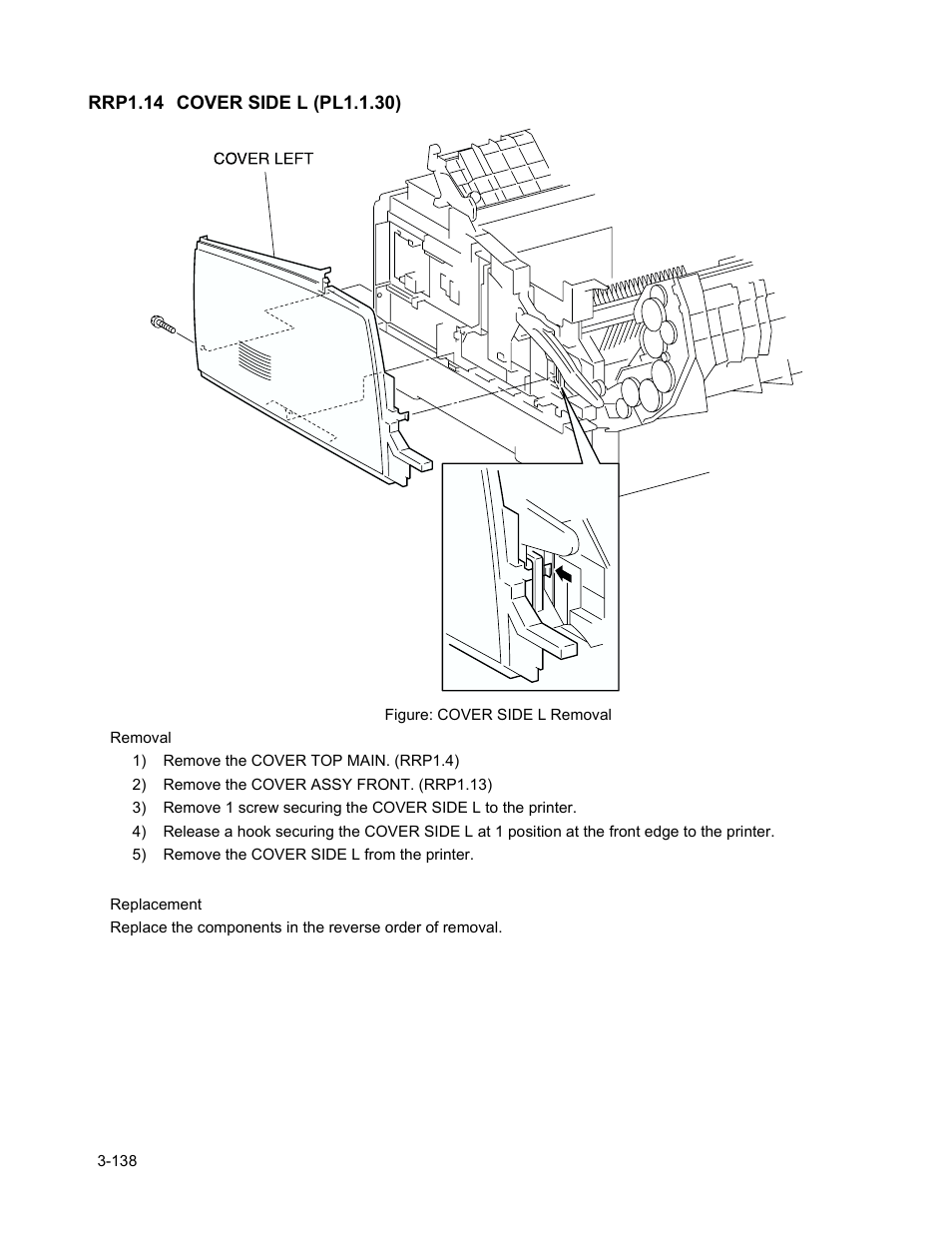 Rrp1.14 cover side l (pl1.1.30), Rrp1.14 cover side l (pl1.1.30) -140 | Minolta Magicolor 3100 Series User Manual | Page 140 / 424